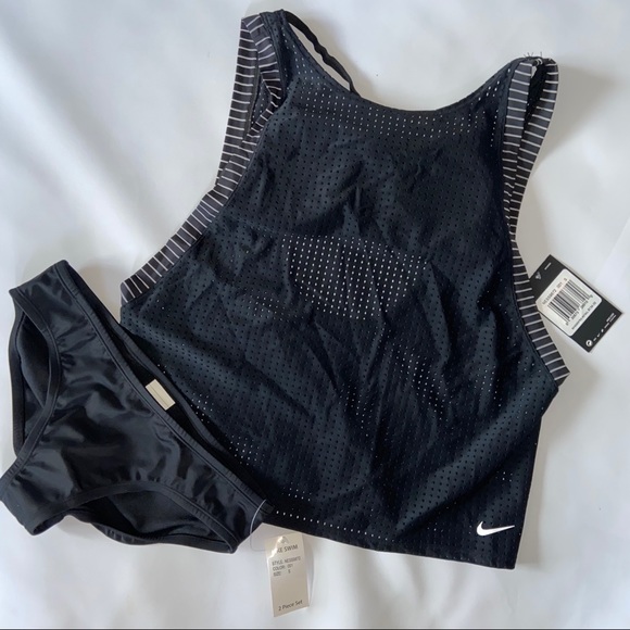 Nike Womens Swimsuit Two Piece Swim Bikini Black S - Picture 2 of 11